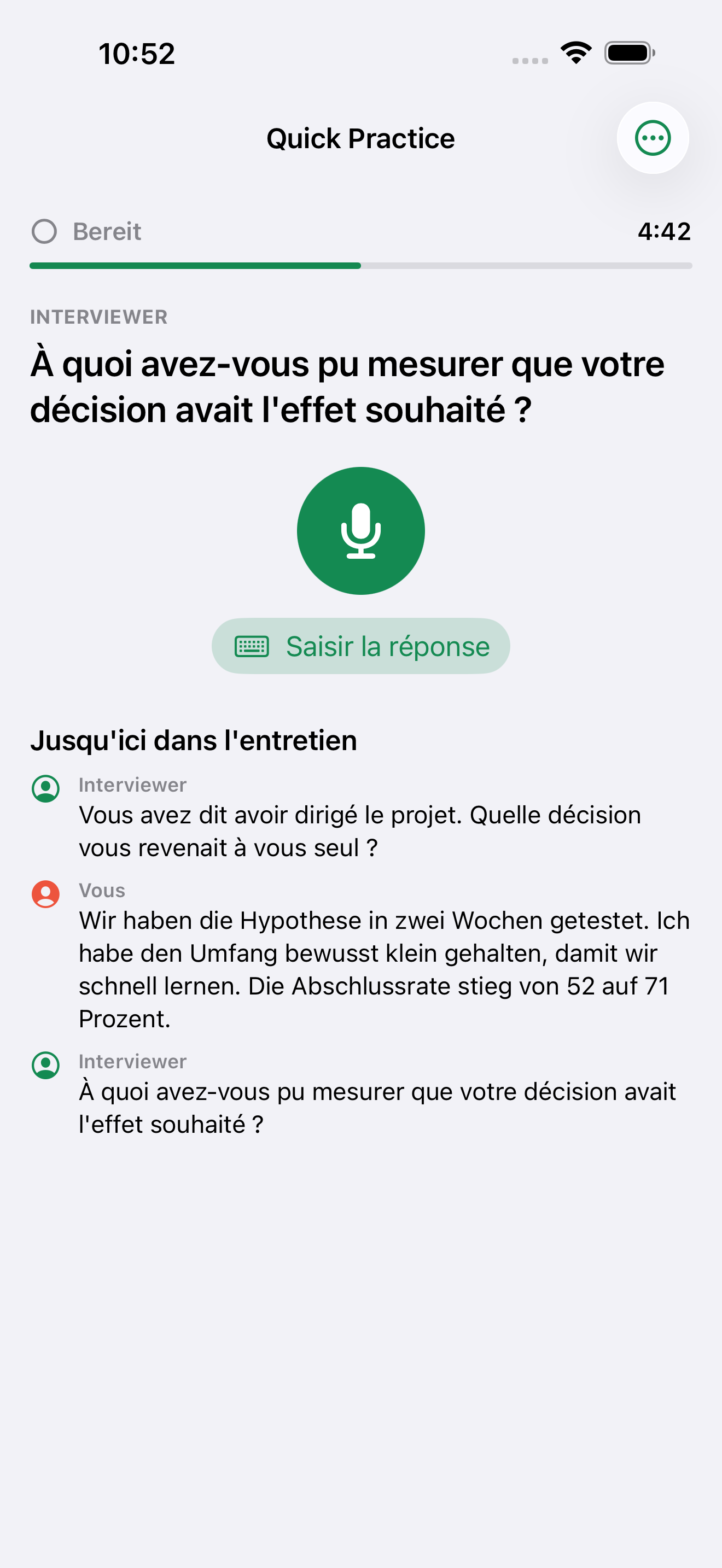 Entretien simulé en cours