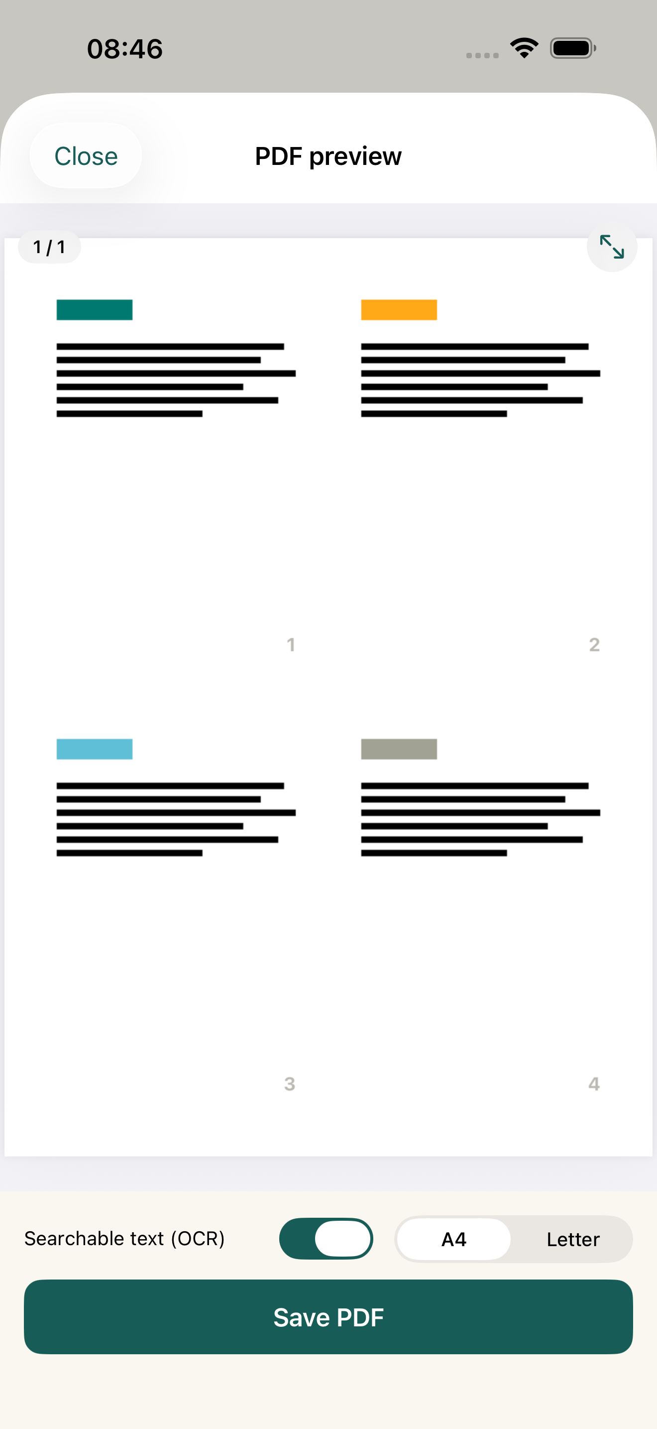 PDF preview before saving